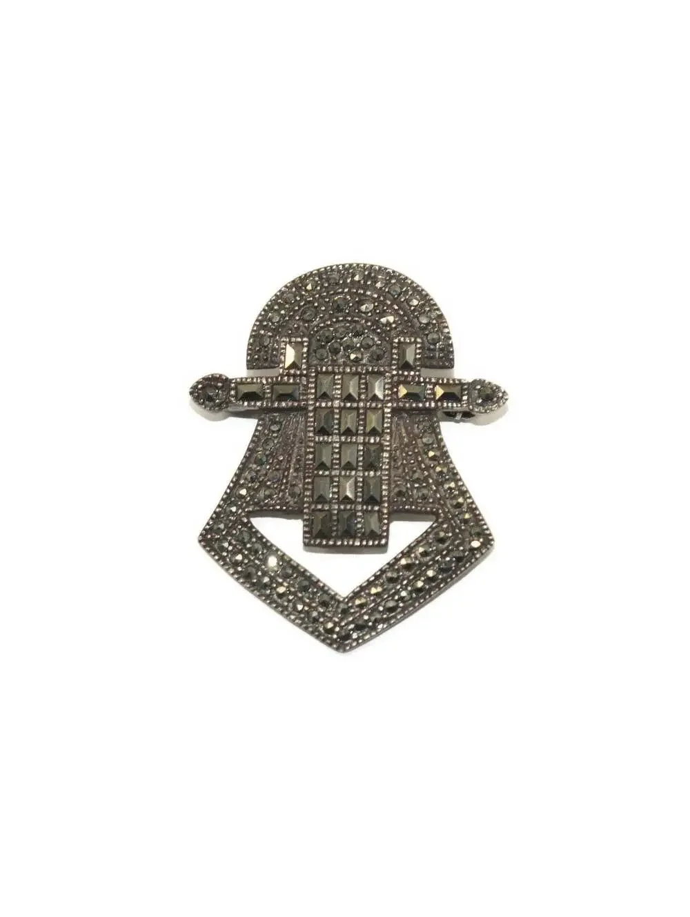 Art Deco Vintage Sterling Silver and Marcasite Brooch. Marked 925.